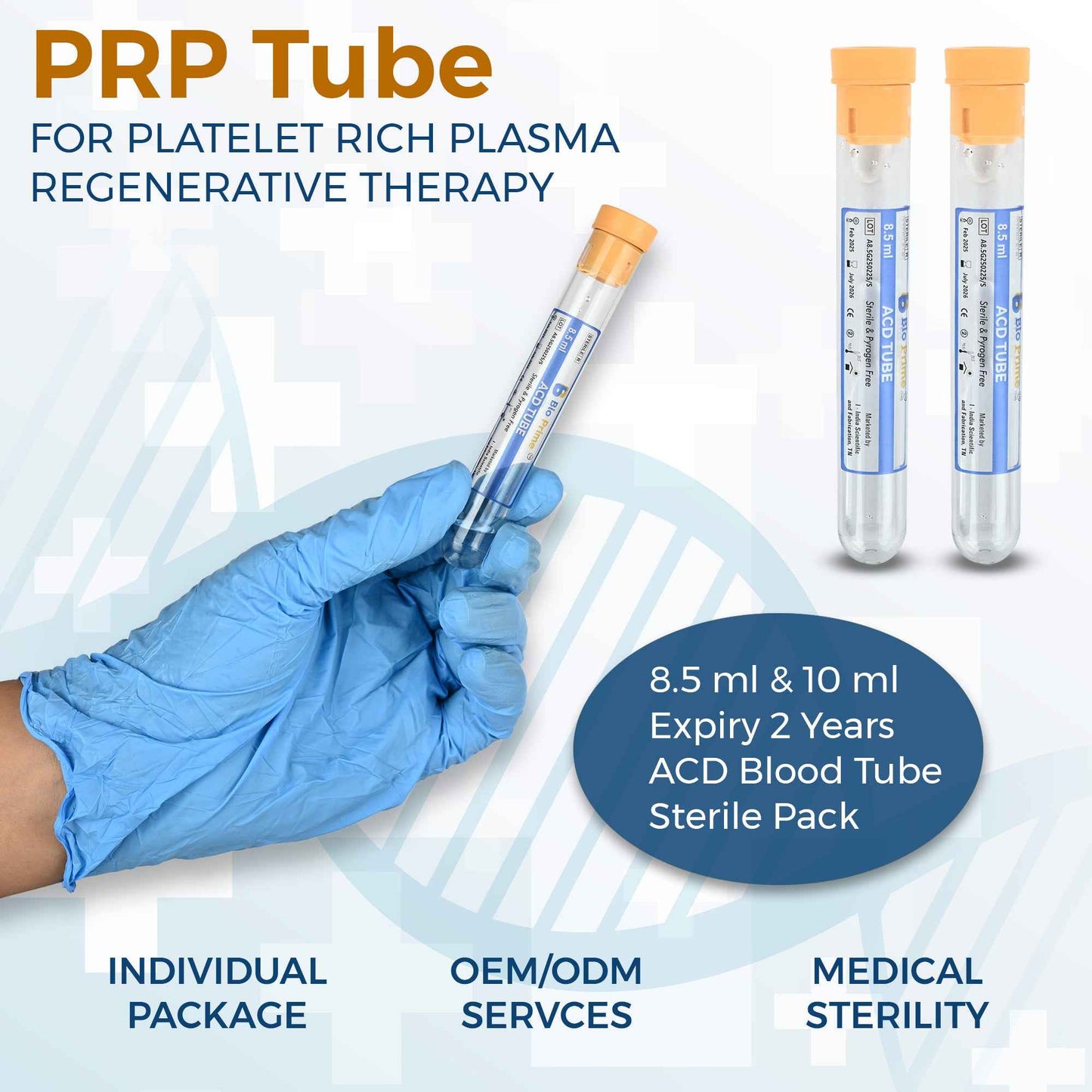 BIO PRIME – ACD + GEL + BIOTIN Tube (PRP Blood collection tube) – Advanced PRP Tubes for Nourishing and Effective Treatments.